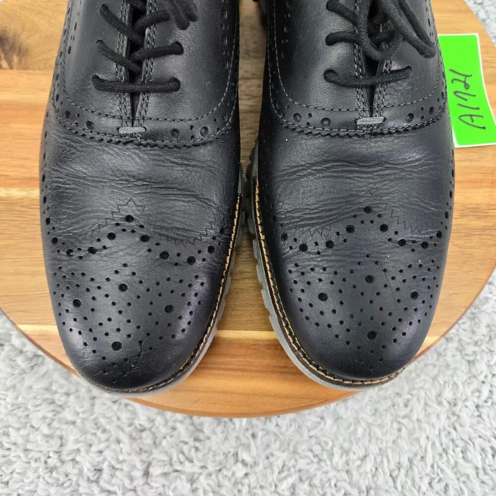 Cole Haan Mens 10.5M ZeroGrand Navy Ink Leather Ironstone Wingtip Casual Oxford